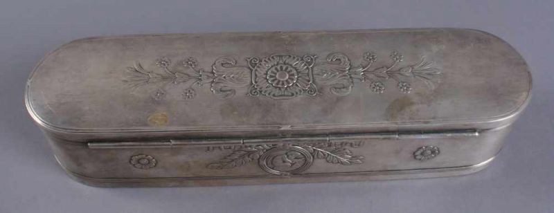 Längliches, ovales Jugendstil - Etui mit floralen Ornamenten und Putten, gepunzt, WMF, 295 g, 4, - Image 8 of 9