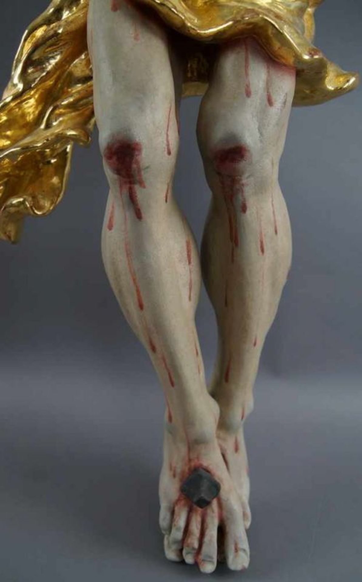 Barocker Korpus Christi, Holz geschnitzt und gefasst, 18. JH, rest., 92x79cm 20.17 % buyer's premium - Bild 5 aus 11
