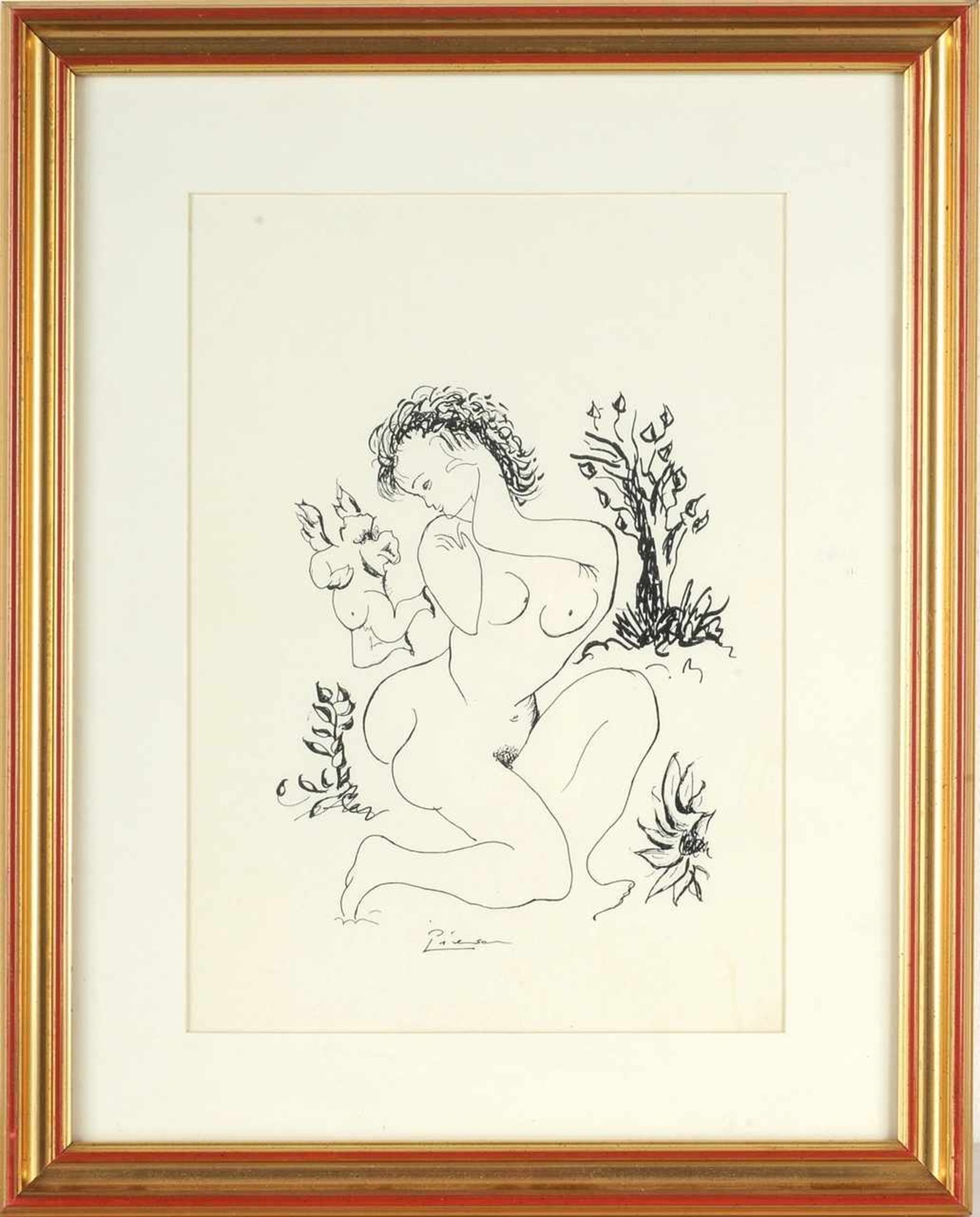 Picasso, Pablo (1881 Málaga - 1973 Mougins) Lithographie. Faksimile. "Blumenmädchen". In der