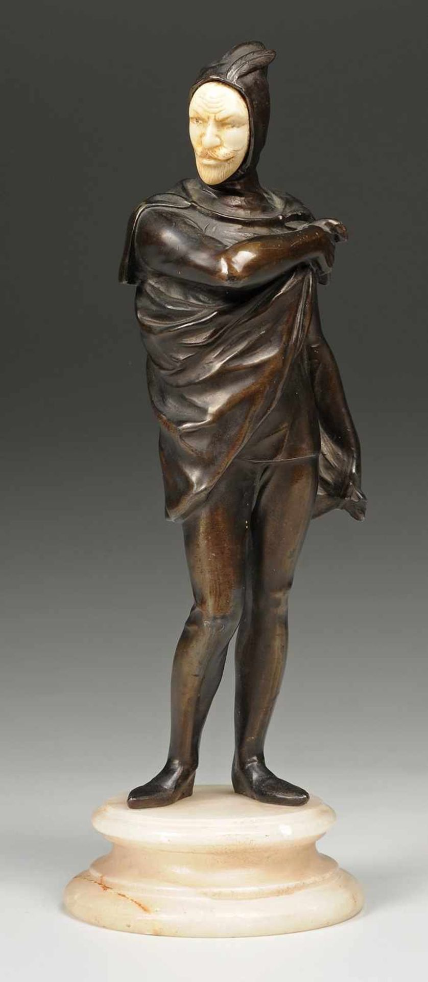 Unbekannt (Deutscher Künstler, 1. V. 20. Jh.) Bronze, patiniert/ Elfenbein. Chryselephantine.