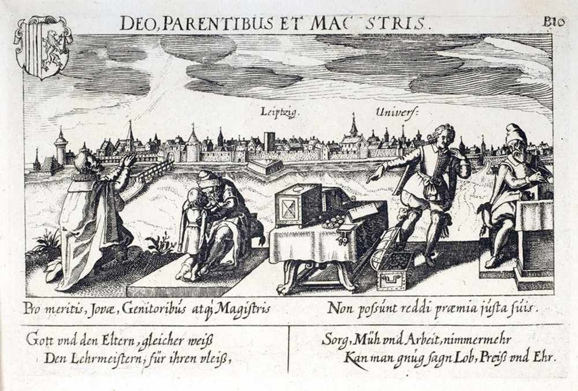 Kieser, Eberhard (1583 Kastellaun - 1631 Frankfurt am Main) Kupferstich. "Deo, parentibus et