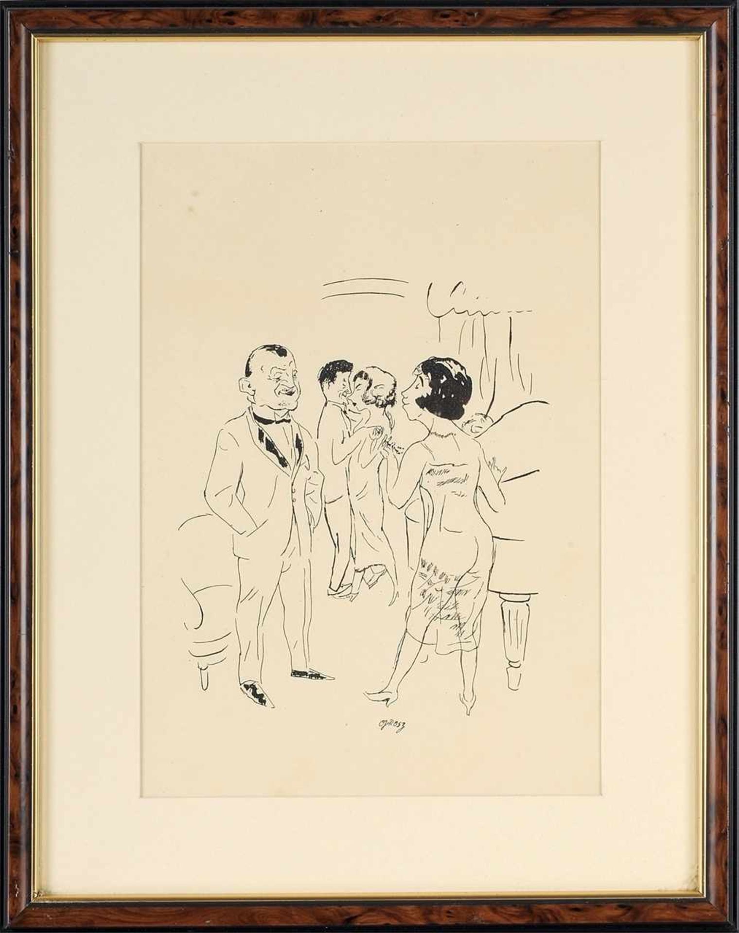 Grosz, Georg (Berlin 1893 - 1959) Lithographie, Faksimile. "Feine Gesellschaft". In der Platte sign.