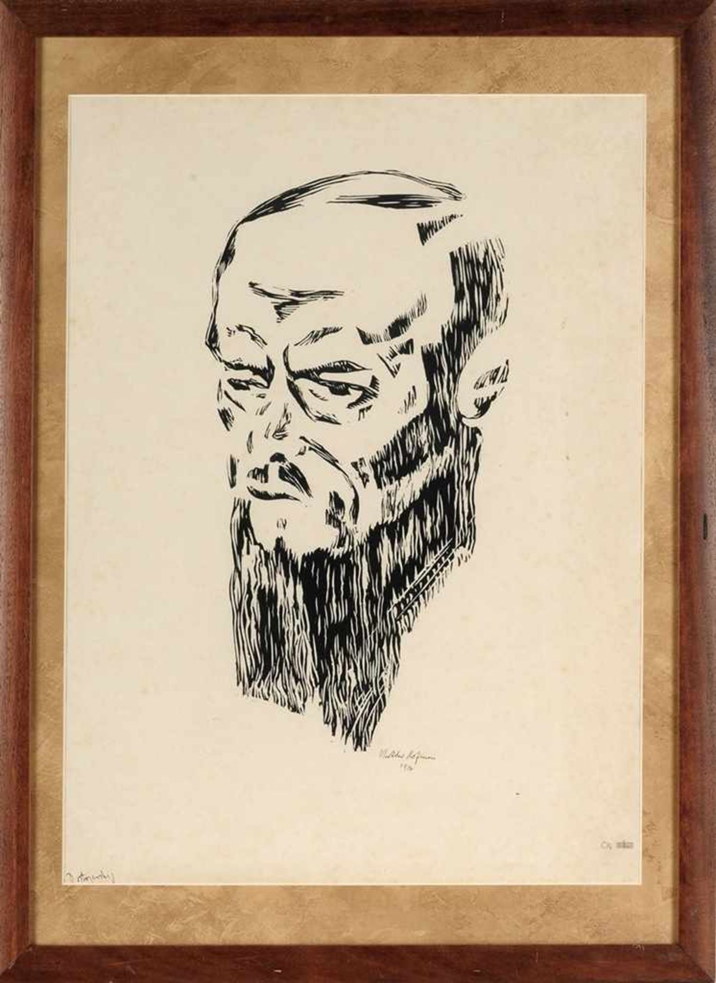 Hofmann, Vlastislav (1884 Jícin - 1964 Prag) Holzschnitt. Porträt d. russischen Schriftstellers F.