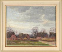 Bremer, Hans (1885 Berlin - 1959 Birkenwerder) Öl/Lwd. Norddeutsche Landschaft mit Bauernhäusern. L.
