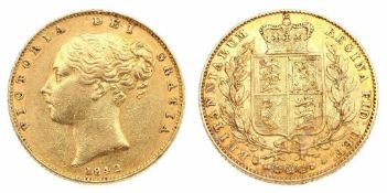 Sovereign Gold. Avers Profilbild der Königin Victoria u. Umschrift "VICTORIA DEI GRATIA 1842".