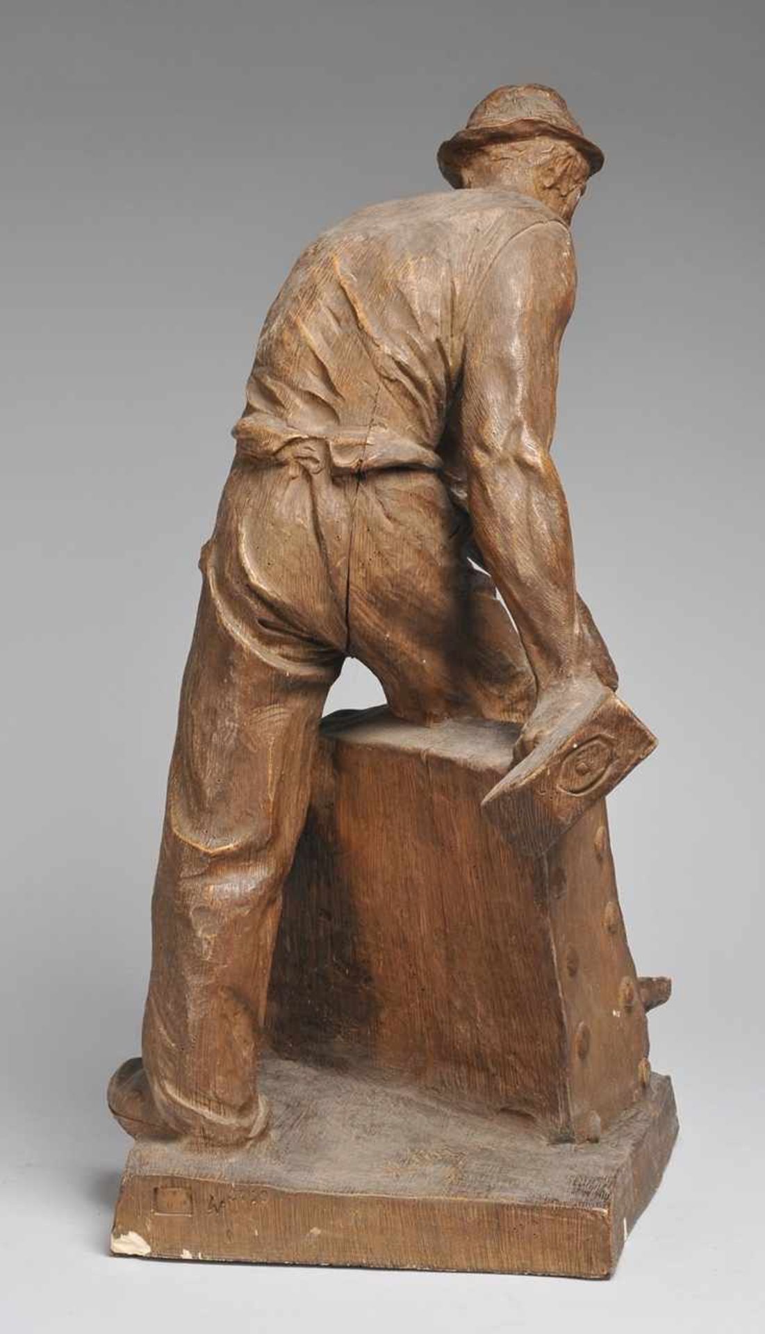 Haller (Deutscher? Bildhauer, 1. H. 20. Jh.) Gipsguss, Metallegierung. Auf quadratischer Plinthe - Bild 4 aus 5