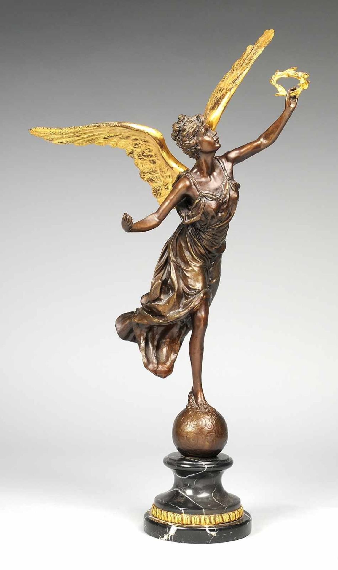 Barrias, Louis Ernest nach (Paris 1841 - 1905) Bronze, patiniert, part. vergoldet. Auf