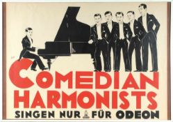 Plakat "Comedian Harmonists" Farblithographie. Werbeplakat d. Plattenlabels Odeon für das berühmte