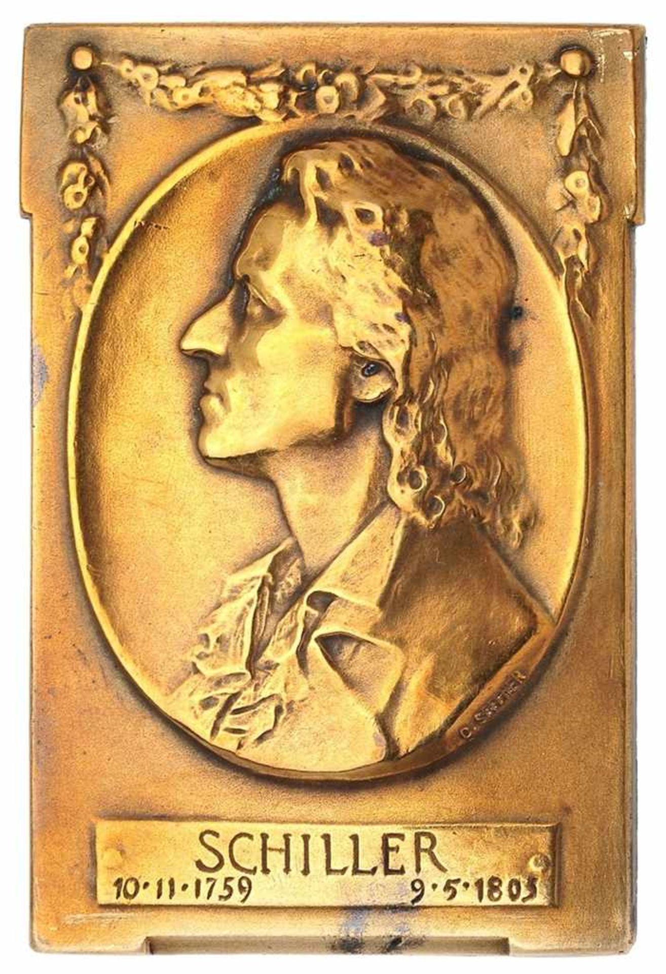 Seffner, Carl Ludwig (Leipzig 1861 - 1932) Bronze. Plakette mit reliefiertem Profilbild Friedrich