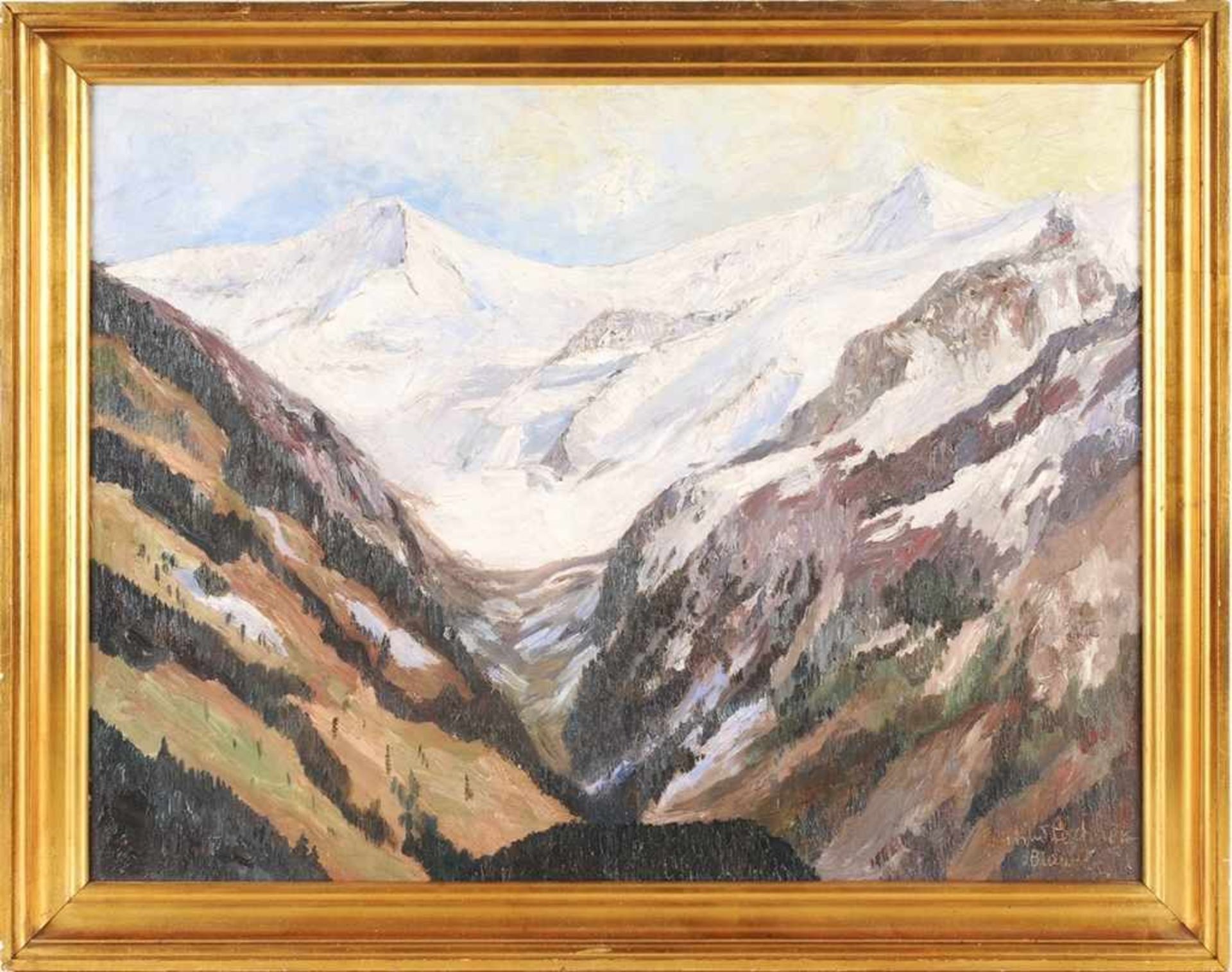 Leschner-Blaum, Gertrud (1879 Schwarzenberg - 1961 Dresden) Öl/Lwd. Hochgebirgslandschaft. R. u.