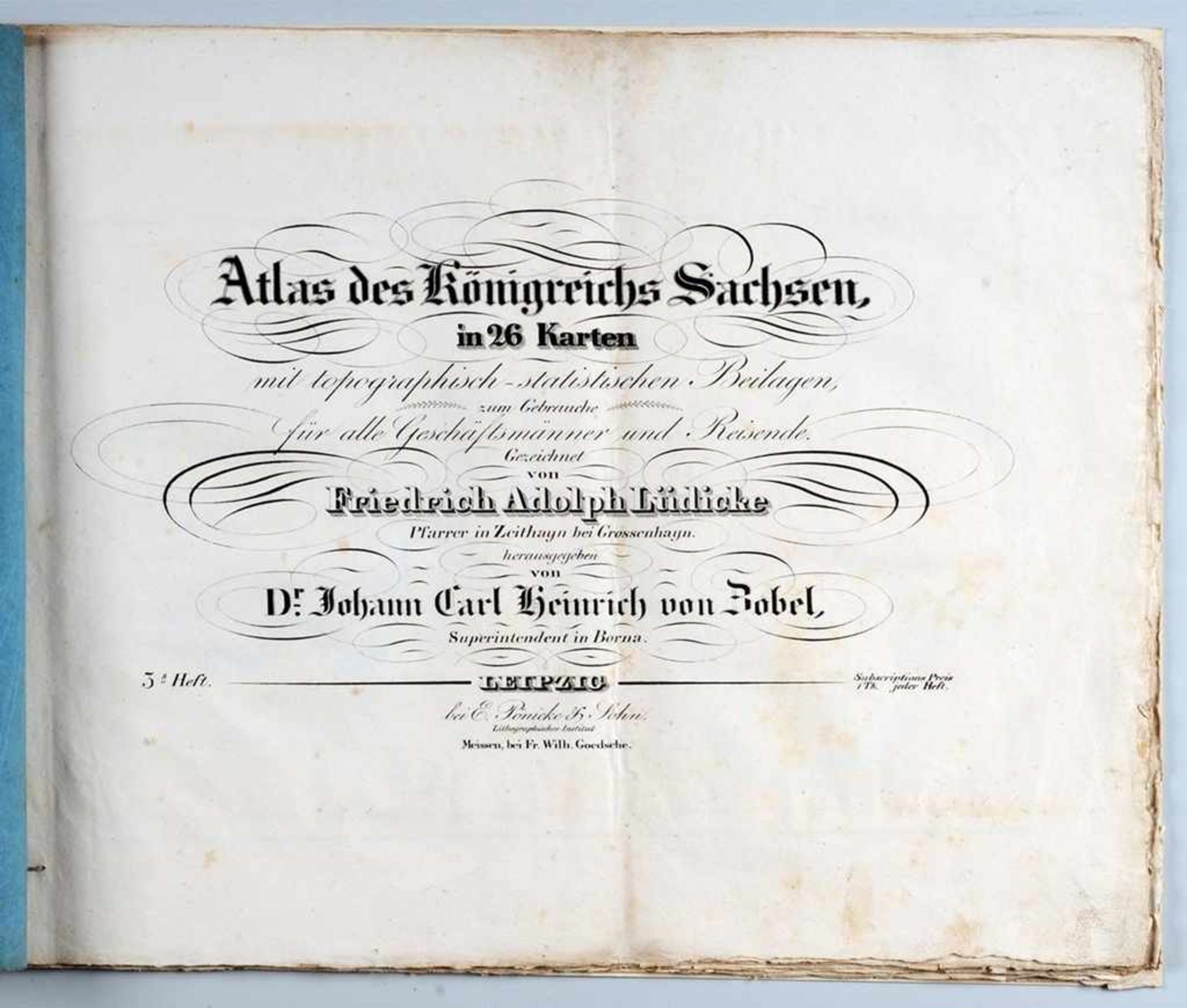 "Atlas des Königreichs Sachsen in 26 Karten.." "..mit topographisch-statistischen Beilagen zum - Bild 2 aus 3