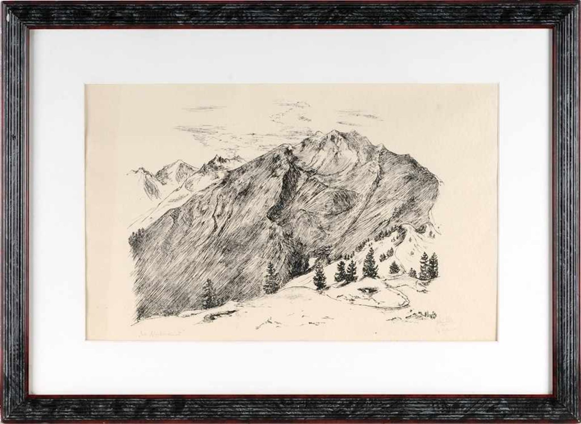 Sentke, Gertrud (1902 Karlsruhe - 1993 Kronberg?) Lithographie. "Die Nordwand". U. in Blei sign.,