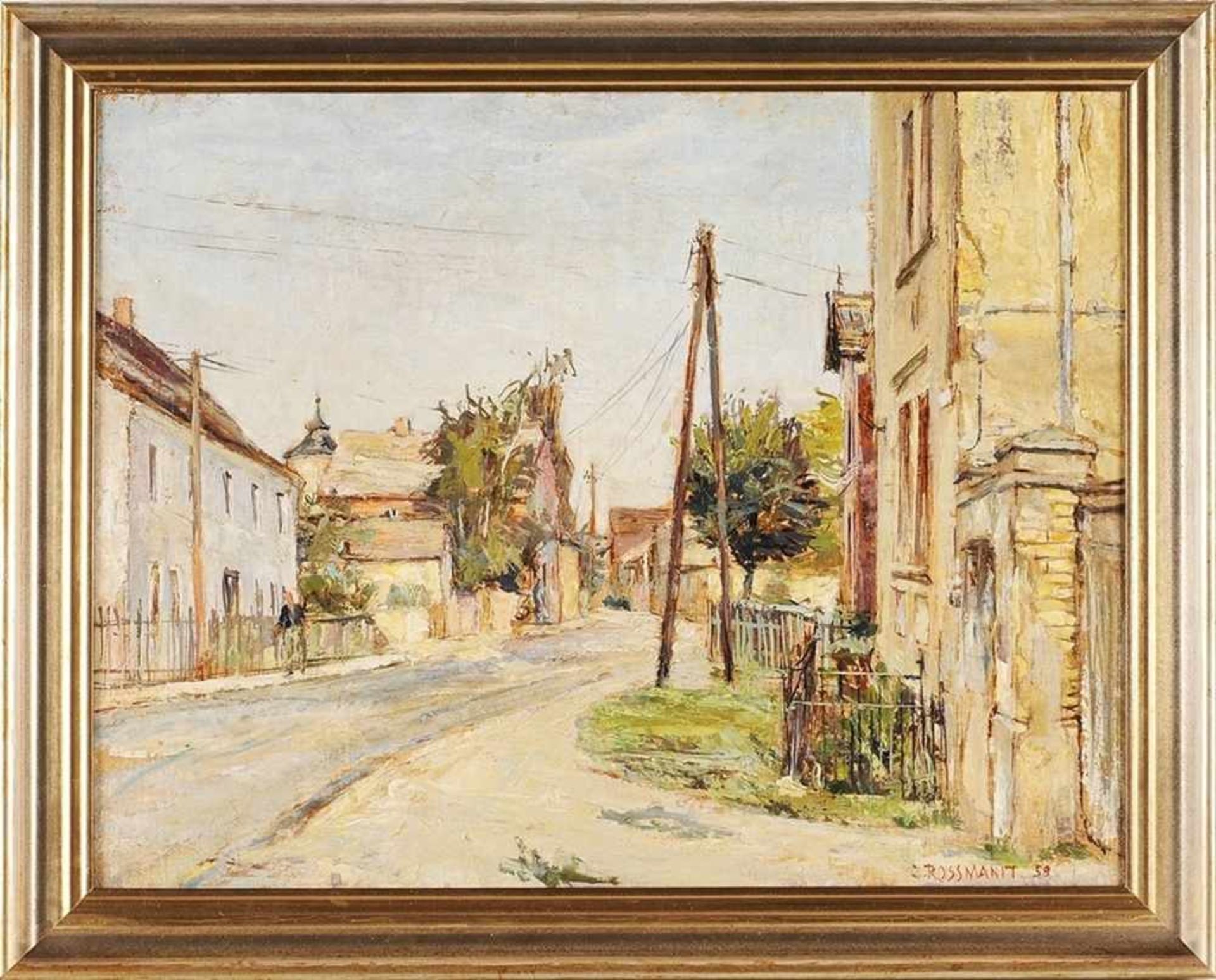 Rossmanit, Hanns (Leipzig 1907 - 2000) Öl/Lwd. "Straße in Grensitz". R. u. sign. u. dat. (19)58.