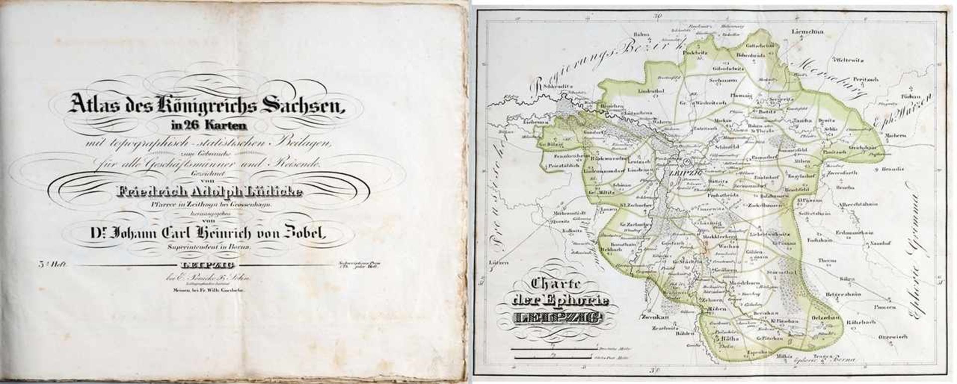 "Atlas des Königreichs Sachsen in 26 Karten.." "..mit topographisch-statistischen Beilagen zum