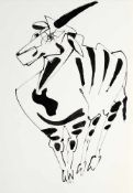 Unbekannt (Deutscher Künstler, E. 20. Jh.) Tusche/ Papier. Karikative Skizze einer Antilope. U. m.