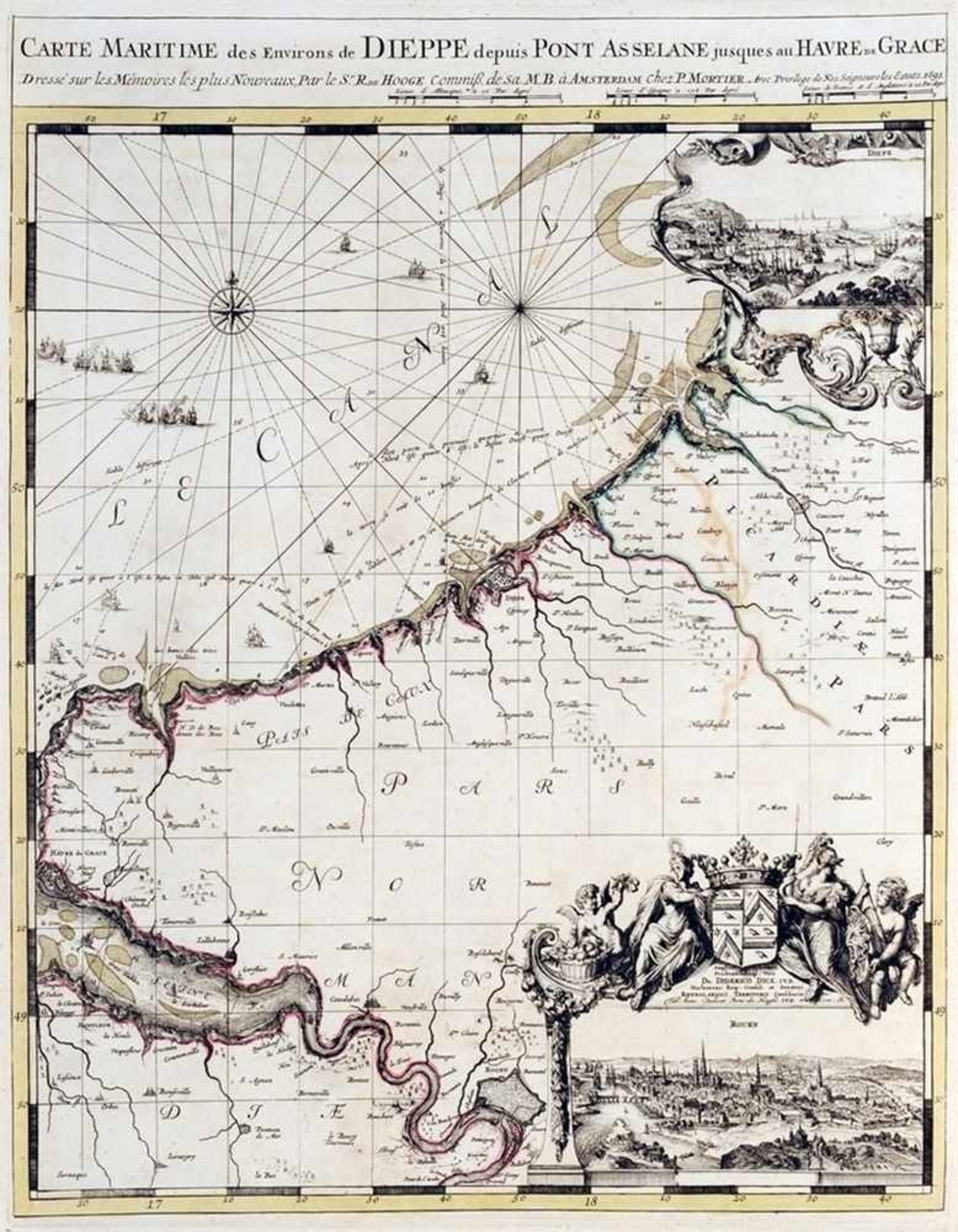 "Carte maritime des Environs de Dieppe depuis Pont Asselane jusques au Havre de Grace"