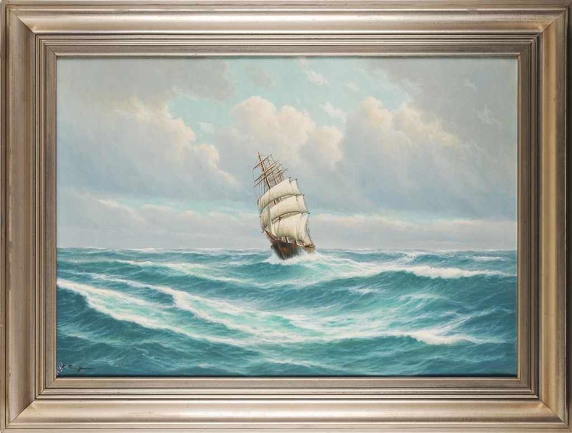 Neutschmann, Otto attr. (Deutscher Maler, 1902 - 1985) Öl/Lwd. Marinebild. Segelschiff auf dem Meer.