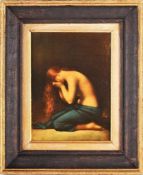 Unbekannt (Deutscher Maler, um 1900) Öl/Lwd. Kniender weiblicher Halbakt (büßende Maria Magdalena?).