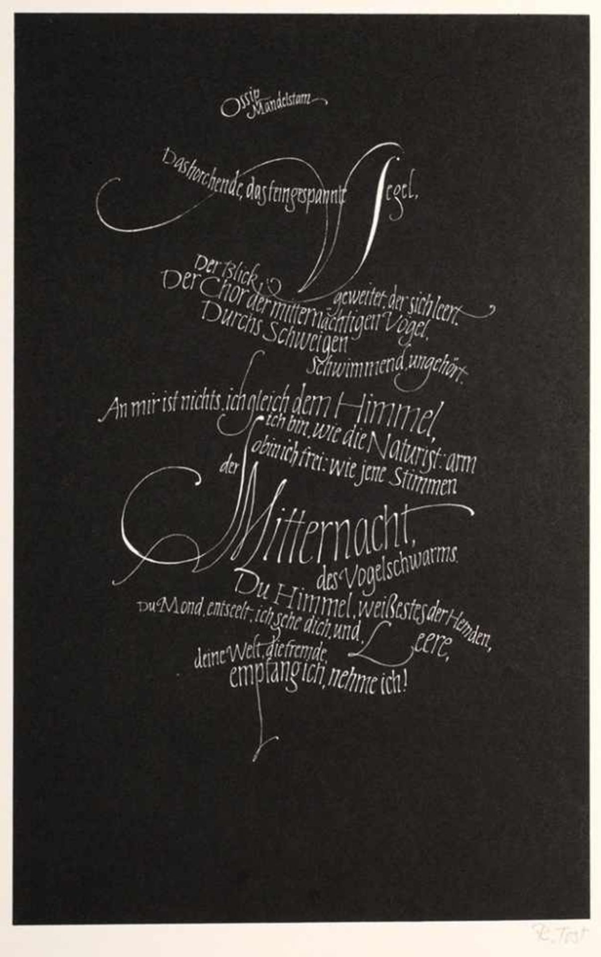 Tost, Renate (geb. 1937 in Breslau, tätig in Dresden) Siebdruck. Kalligraphische Arbeit zu einem