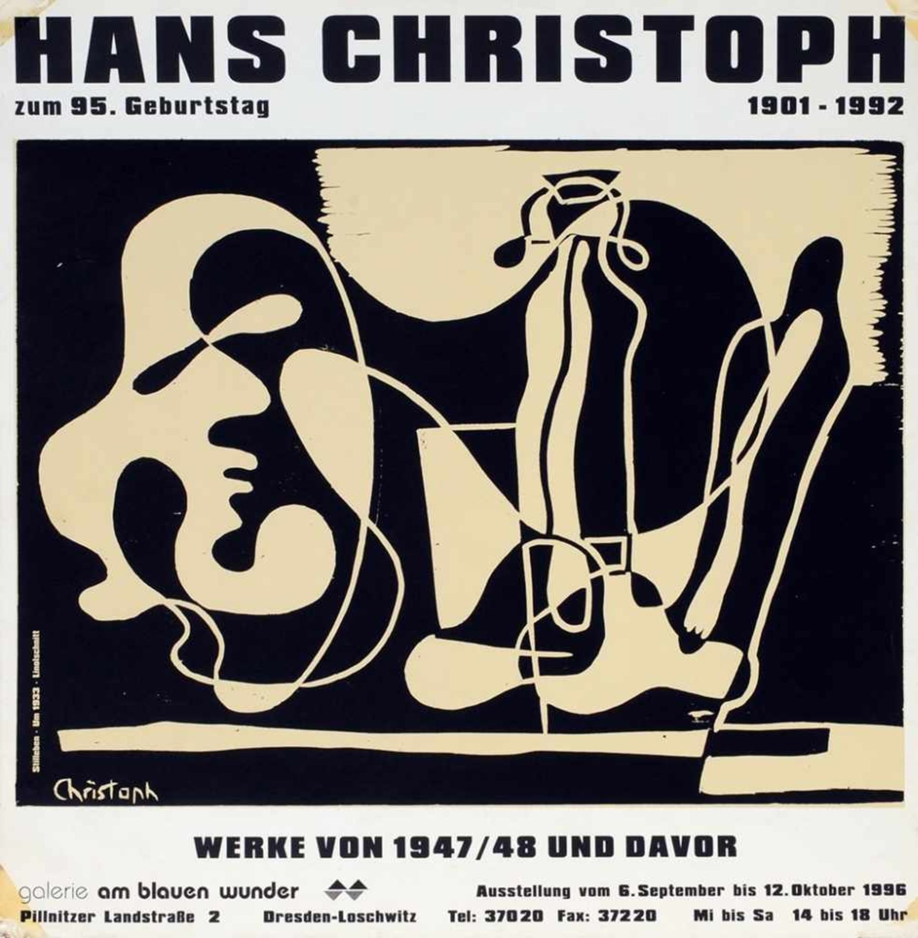 Ausstellungsplakat "Hans Christoph zum 95. Geburtstag" Offset. Plakat zur Ausstellung in der Galerie