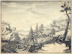 Unbekannt (Deutscher Künstler, M. 18. Jahrhundert) Tusche/ Papier. Truppen beim Angriff auf