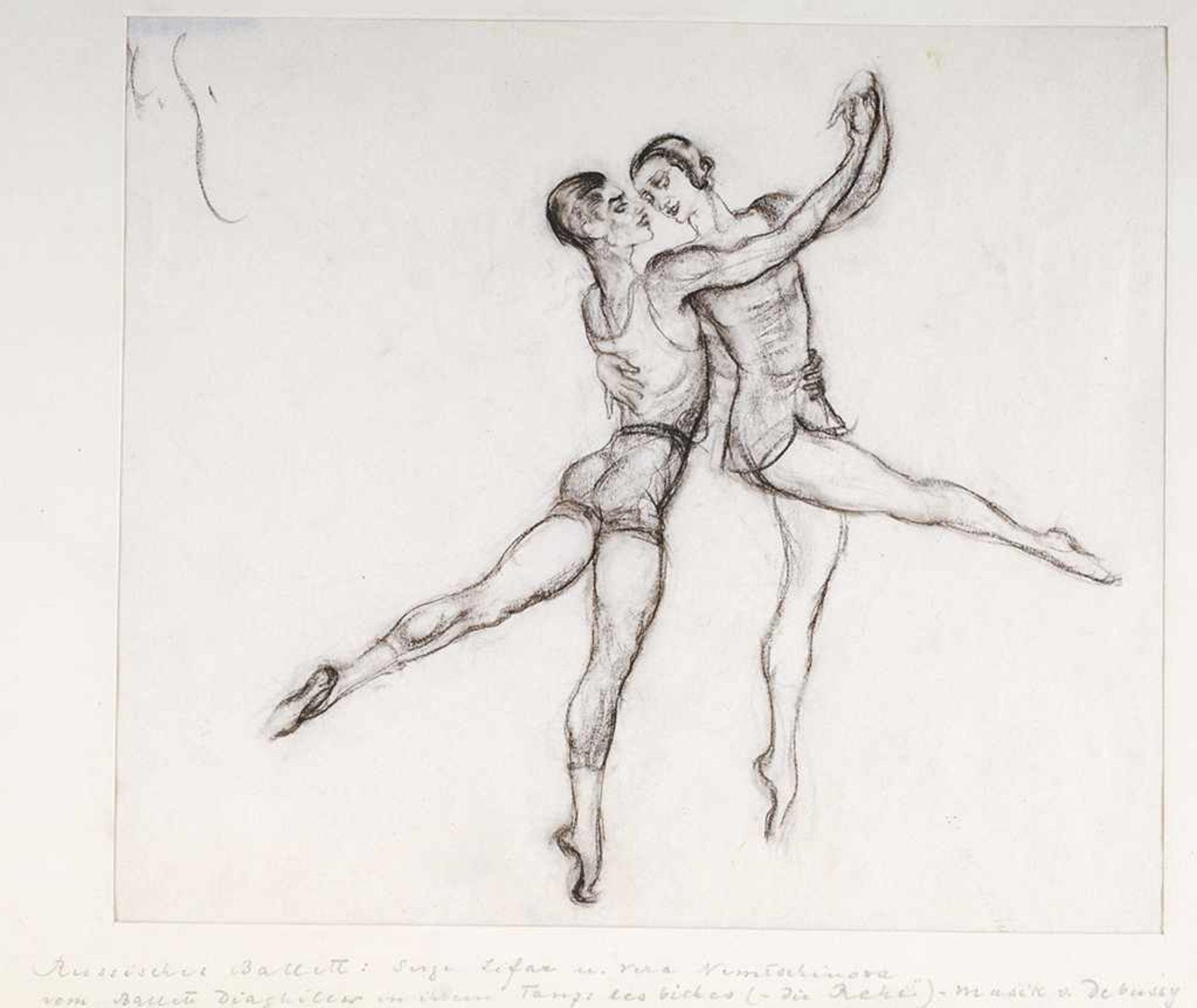 Grunenberg, Arthur (1880 Königsberg - 1952 Bad Reichenhall) Kohle/Papier. "Russisches Ballett: Serge