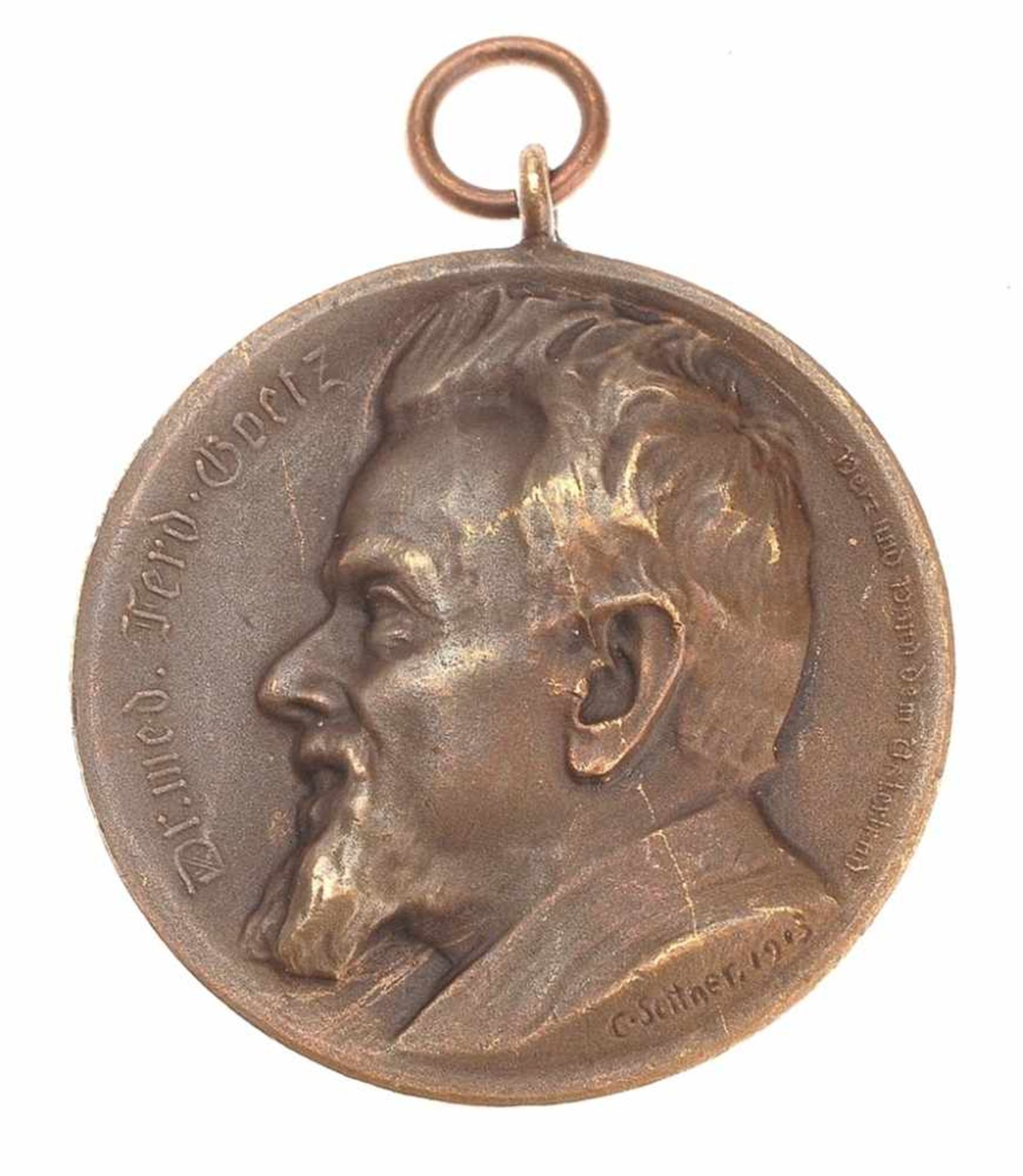 Seffner, Carl (Leipzig 1861 - 1932) Bronze. Medaille. Im Relief Porträtkopf v. Dr. med. Ferdinand