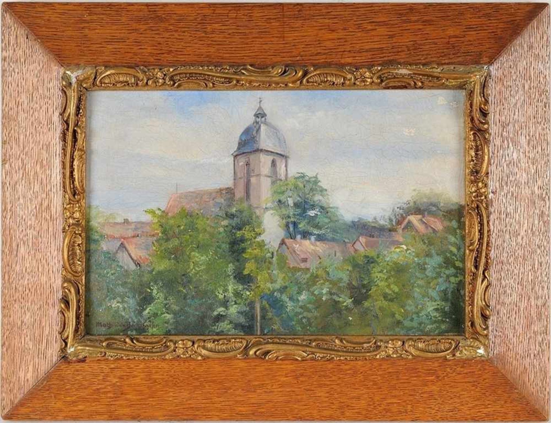 Bodenhausen, Mathilde Freiin von (1870 Göttingen - 1946 München) Öl/Malpappe. Blick auf kleines Dorf