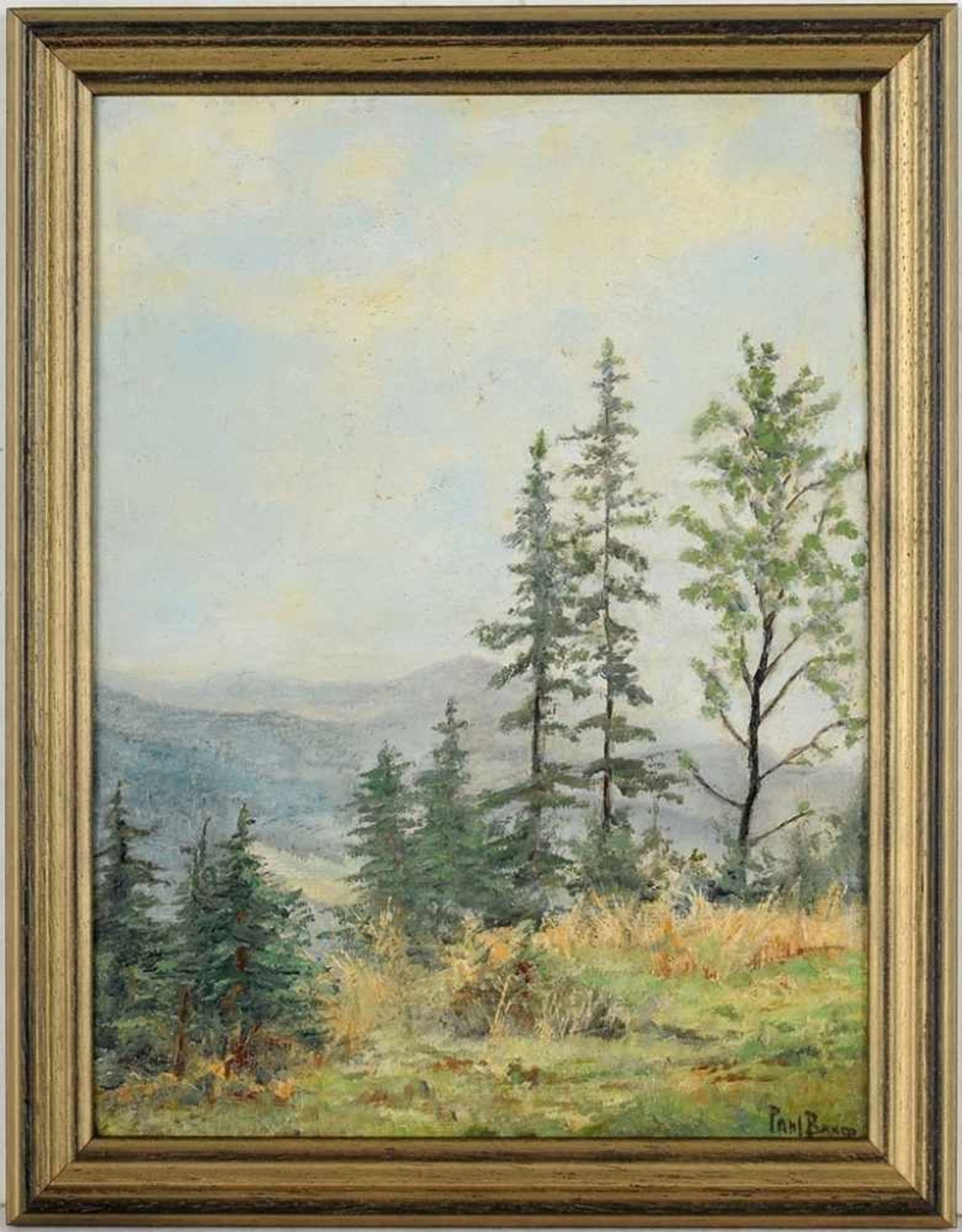 Baum, Paul (1859 Meißen - 1932 San Gimignano) Öl/Malpappe. Kleines Landschaftsbild, wohl Blick auf