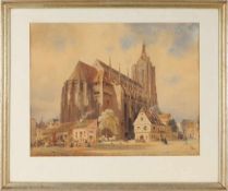 Eibner, Friedrich (1825 Hilpoltstein - 1877 München) Aquarell/Papier. Blick auf das Ulmer Münster