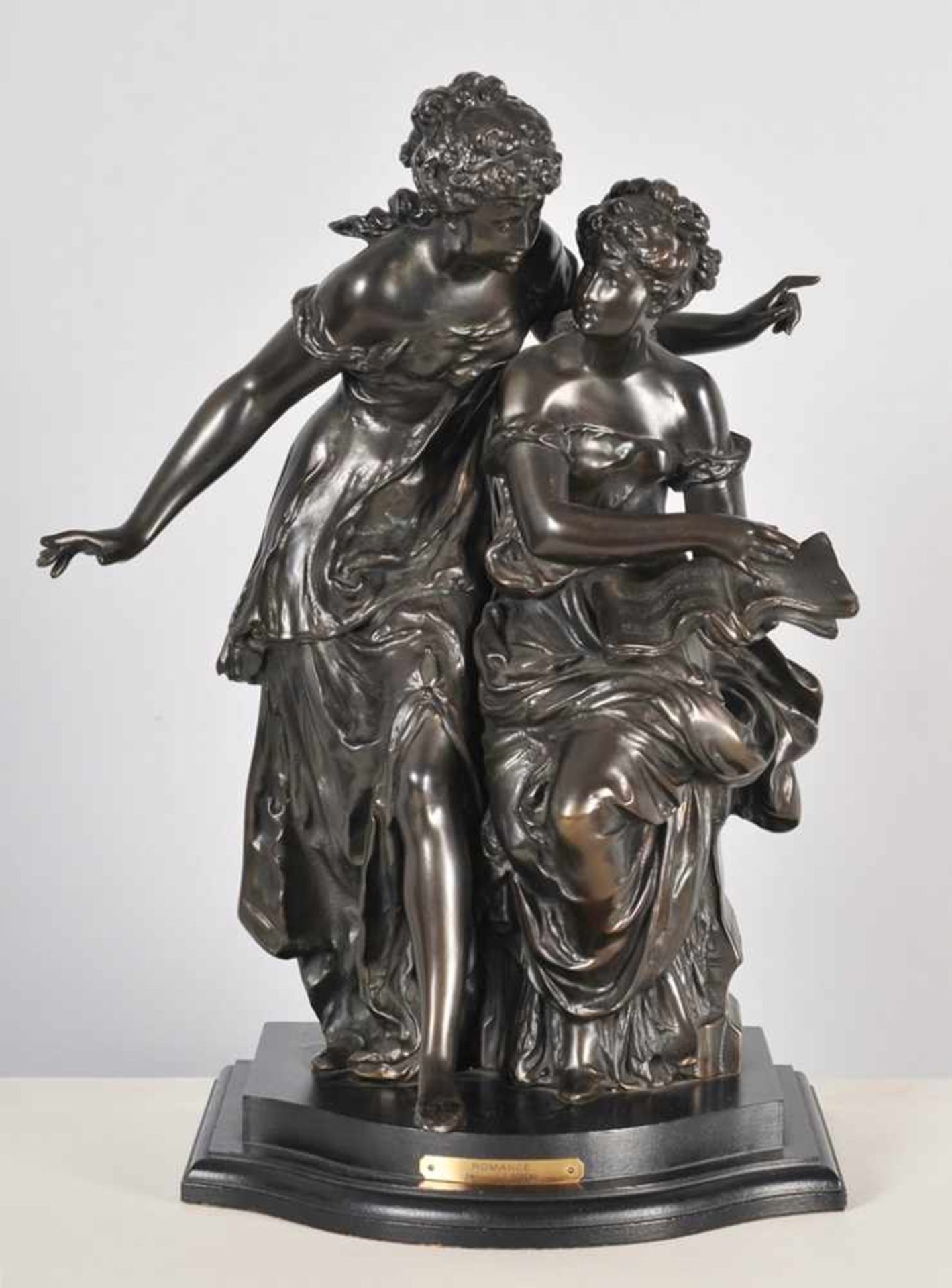 Moreau, Louis Auguste nach (Paris 1837 - 1917) Bronze, patiniert. "Romance". Auf profiliertem