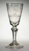 Barockes Kelchglas Farbloses Glas. Formgeblasen, Abriss. Scheibenfuß mit umgeschlagenem Rand.