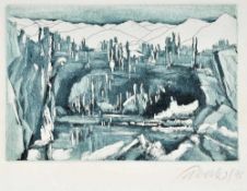 Sylvester, Peter Aquatintaradierung. Landschaft. R. u. in Blei sign. u. dat. (19)96. 9,5 x 14,2