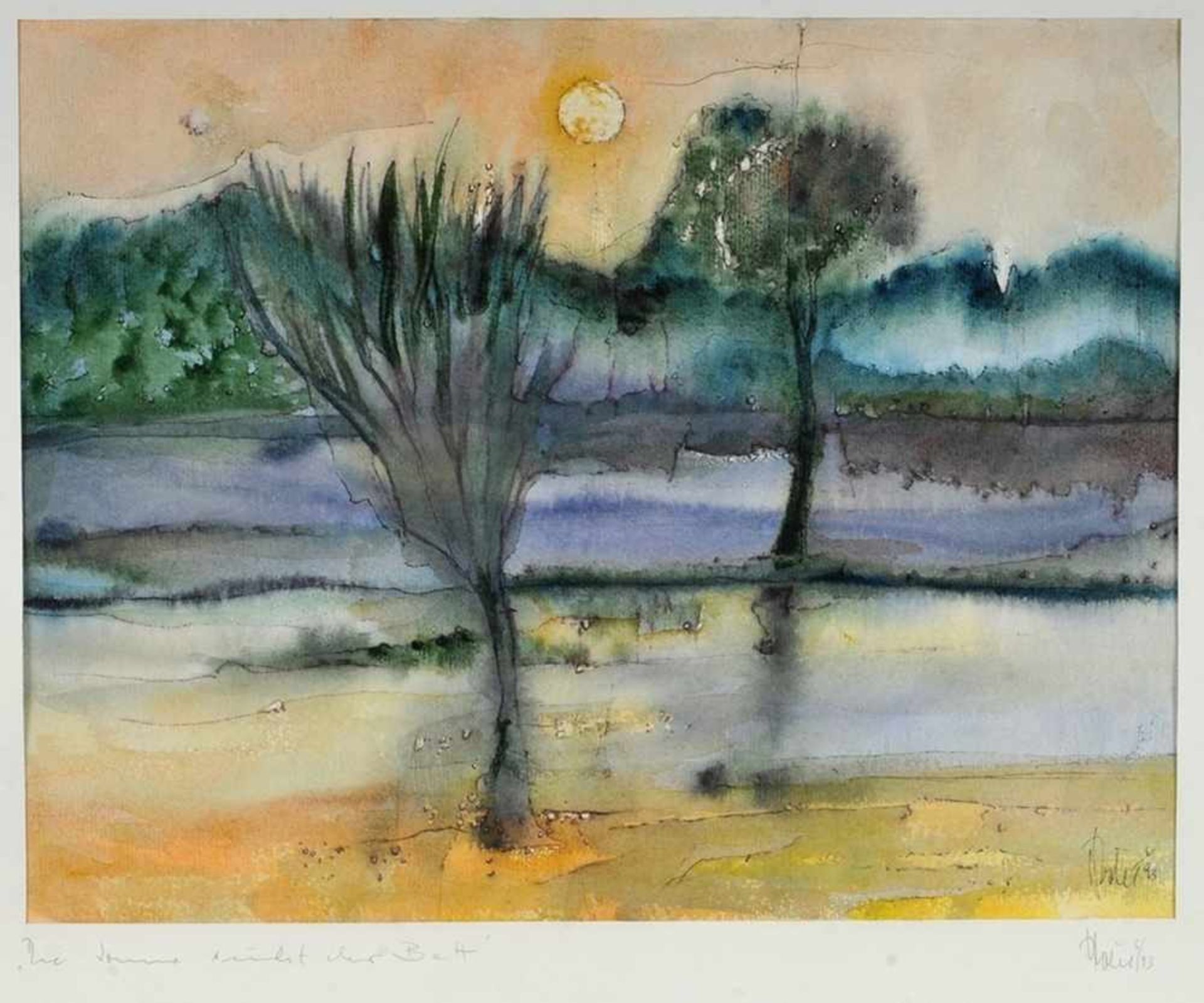 Röhl, Hannelore Aquarell/Papier. "Die Sonne sucht ihr Bett". R. u. sign. u. dat. (19)93. U. auf