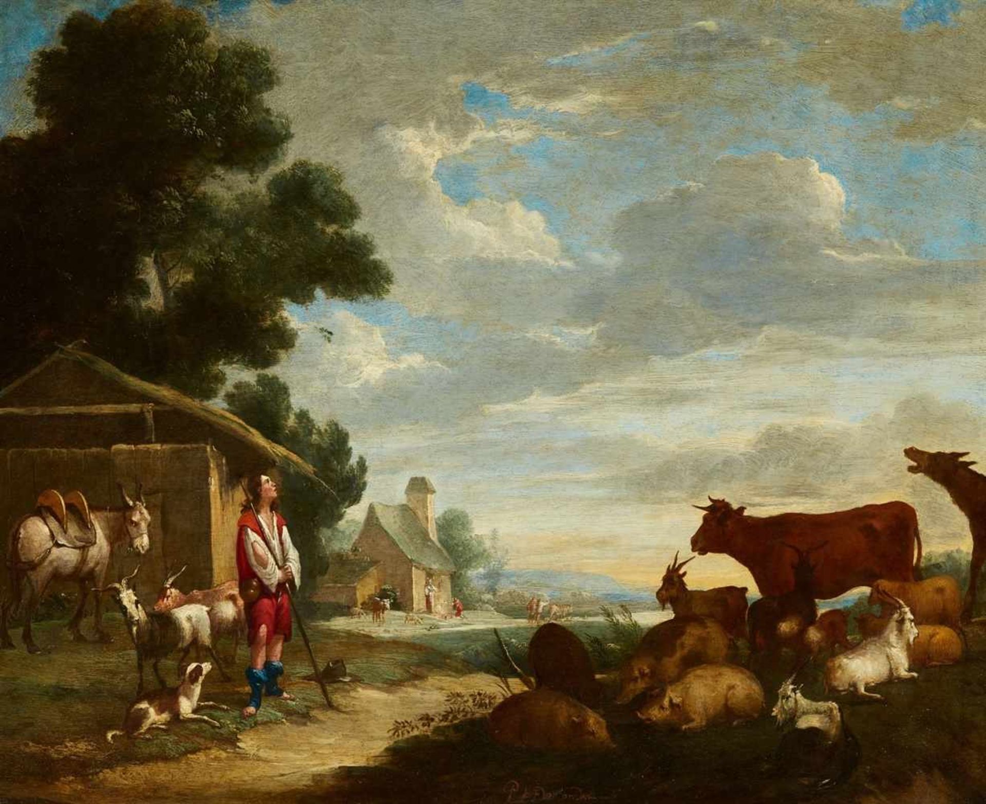 Peeter van BredaelZwei Szenen aus dem Leben des Verlorenen Sohnes Öl auf Kupfer. Jeweils 69 x 87 - Image 2 of 2