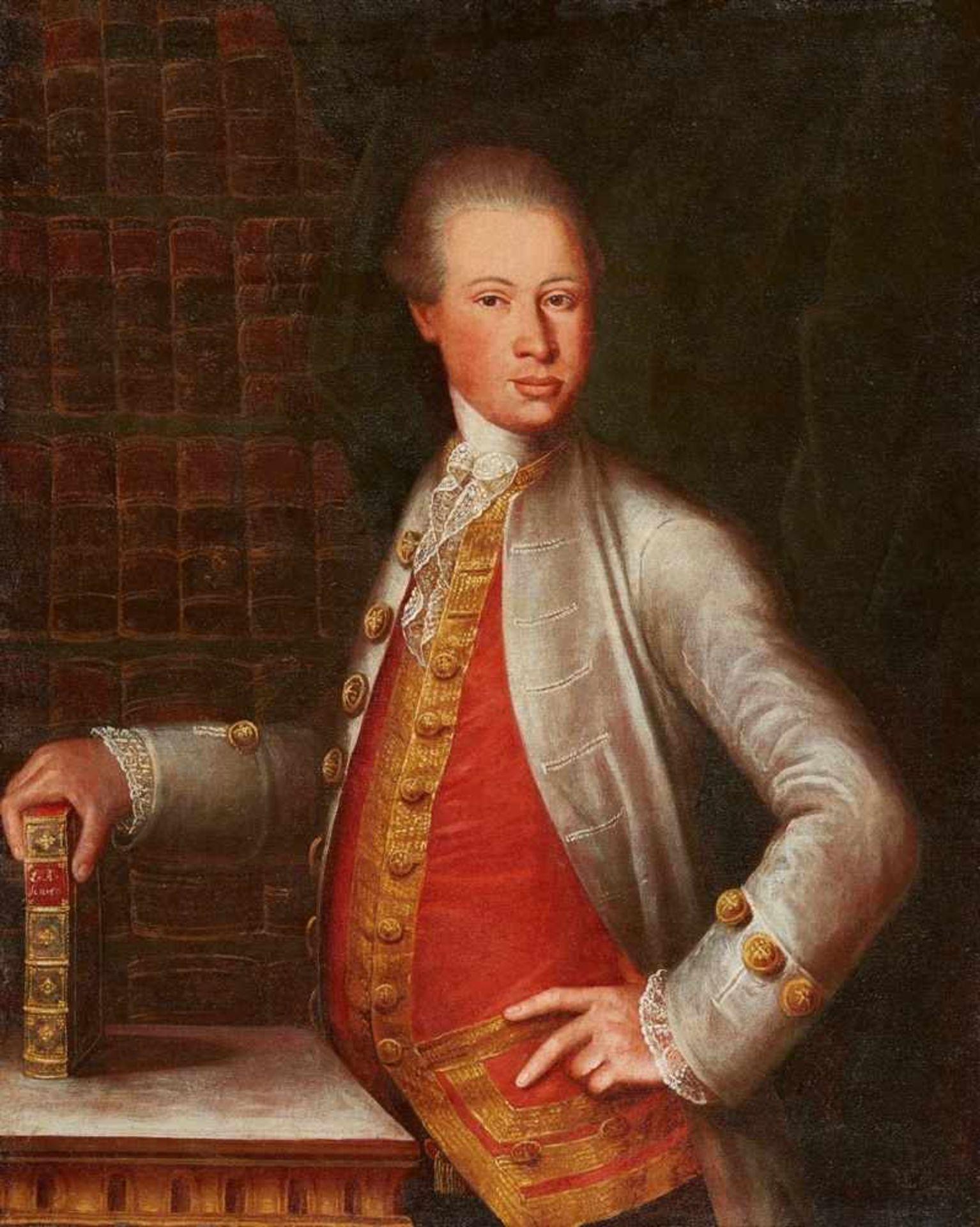 Deutscher Meister der 2. Hälfte des 18. JahrhundertsBildnis eines Herren in einer Bibliothek Öl