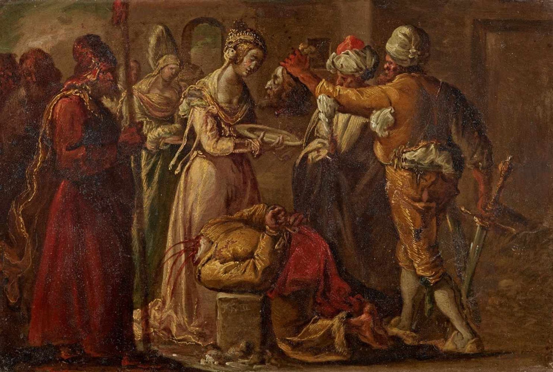 Frans Francken d. J., UmkreisEnthauptung Johannes des Täufers Öl auf Kupfer. 13,5 x 20 cm.