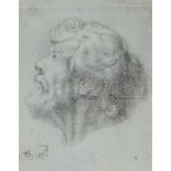 Cosme de AcuñaStudie zu einem männlichen Kopf Kreide in Schwarz auf Bütten. 43 x 34 cm.Unter Glas