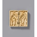 Wohl Oberrhein 14. JahrhundertDiptychon Elfenbein geschnitzt, wohl mit geringfügigsten Resten