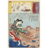 Utagawa Kuniyoshi (1797-1861) Five ôban from the series Genji kumo ukiyo-e awase. Present are