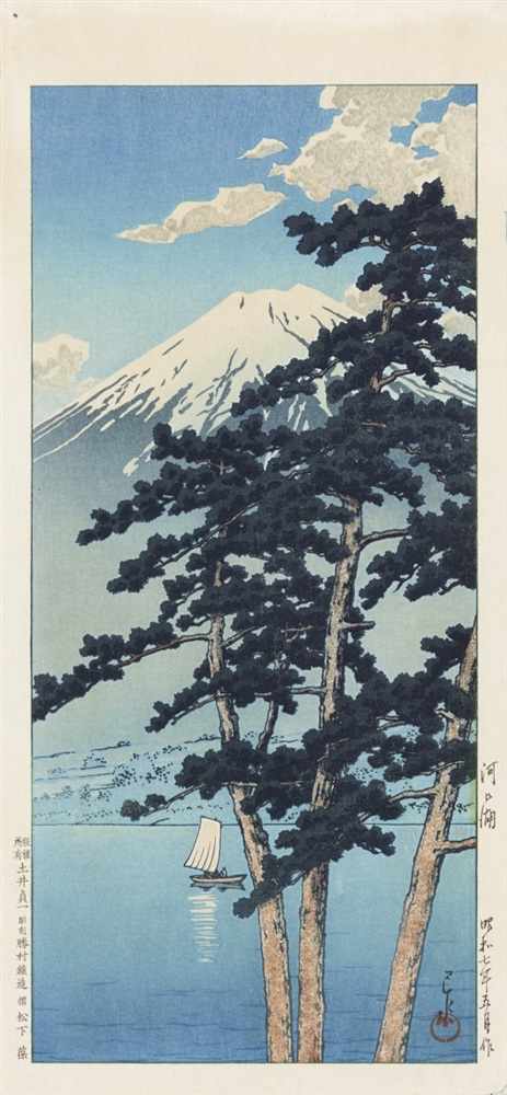 Kawase Hasui (1883-1957) Four works, each signed Hasui, with seal Kawase. a) Ô-tanzaku. Title: