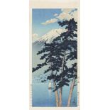 Kawase Hasui (1883-1957) Four works, each signed Hasui, with seal Kawase. a) Ô-tanzaku. Title: