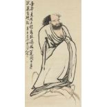 Wang Yiting Bodhidharma überquert auf einem Schilfhalm den Yangzi Fluss. Aufschrift, zyklisch