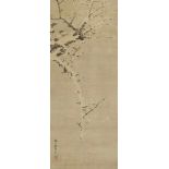 In der Art von Kishi Ganku (1749/56-1838) Hängerolle. Verschneite Pflaumenblütenzweige. Tusche auf