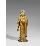 Sehr große Figur des Medizin-Buddha Bhaishajyaguru. Holz und Lack mit Vergoldung. Korea. Joseon-Zeit