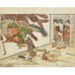Kitagawa Utamaro (1754-1806) Circa 22.3 x 27.7 cm. Five double page colour illustrations from the