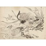 Okumura Masanobu (1686?-1764), attributed to, and unknown artist a) Ôban, yokoe. Sumi-e. Pair of