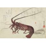 Utagawa Hiroshige (1797-1858) a) Ôban, yoko-e. Fish series. Lobster. Signed: Hirohige ga. Seal: