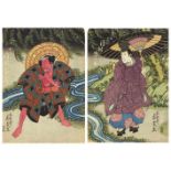 Gatôken Shunshi (act. 1820s) Ôban diptych. The actors Sawamura Gennosuke and Kataoka Ichizô as Ono