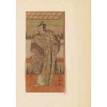 Katsukawa Shunshô (1726-1792) Hosoban. Samurai near an open window. Signed: Shunshô ga. Very good